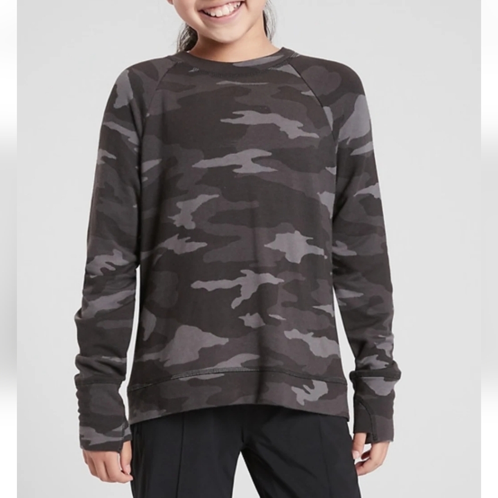 Athleta Girl Cozy Cross Your Fingers Grey Heather Camo Girls Large 12
